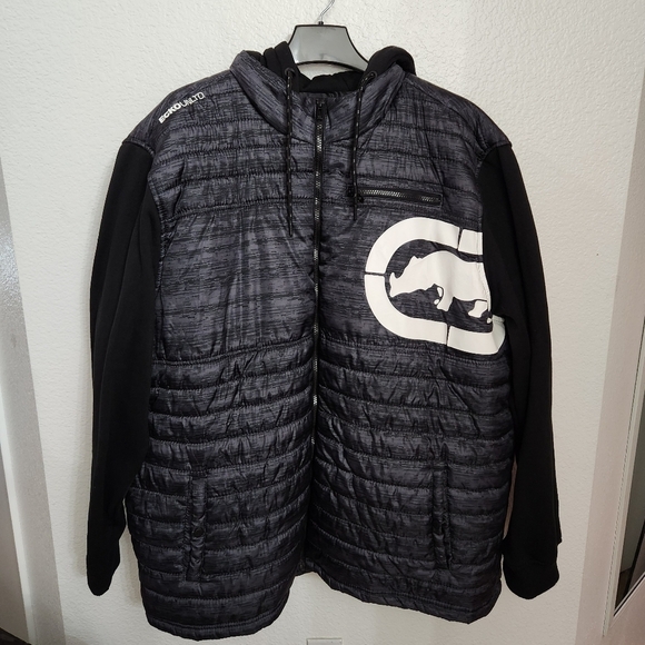 Ecko Unltd Black and Gray Puffer Jacket Men's Size 4X - Picture 1 of 11